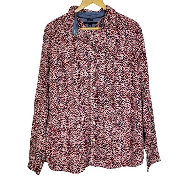Tommy Hilfiger Women's Roll Tab Sleeve Classic Fit Button Down Blouse Size XL - Picture 1 of 12